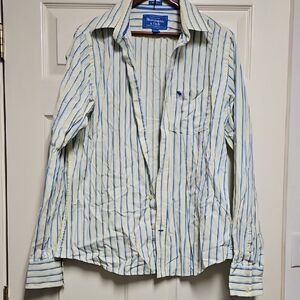 Vintage Abrecrombie & Fitch Men's Striped Button-Down Shirt